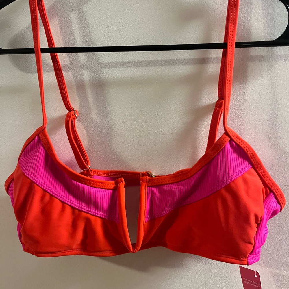 Vibrant Red and Pink Bikini Top